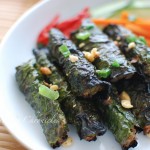 Grilled beef wrapped in betel leaf 